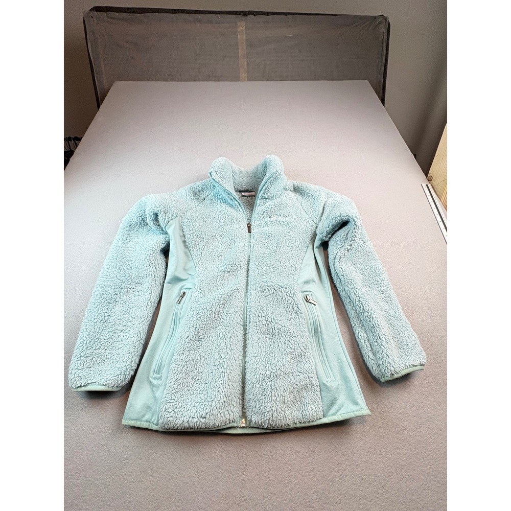 Columbia Womens Sherpa Fleece Jacket Full Zip Aqua Blue XL6620 Small